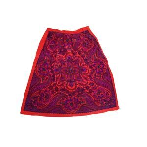 Vintage Sicari Silks Floral Paisley 100% Silk Skirt Size 12 Pink Red Pockets